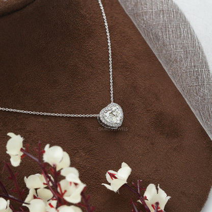 Heart Cut  Halo  Lab Diamond  Pendant