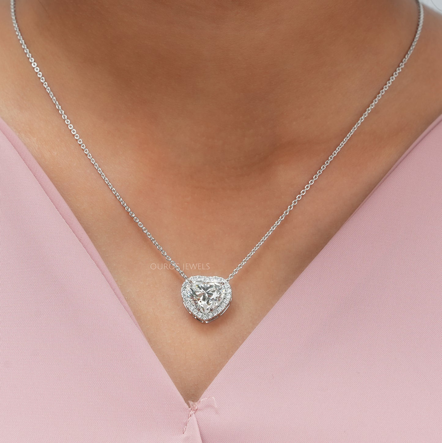 Heart Cut  Halo  Lab Diamond  Pendant