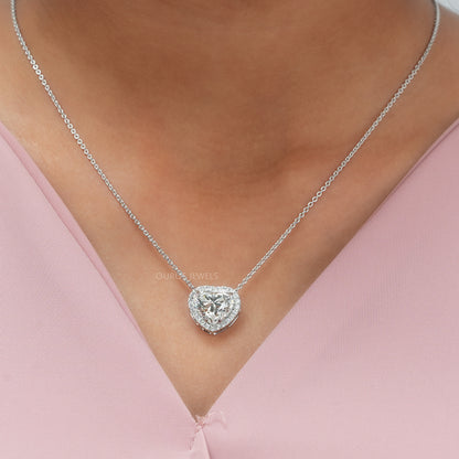 Heart Cut  Halo  Lab Diamond  Pendant