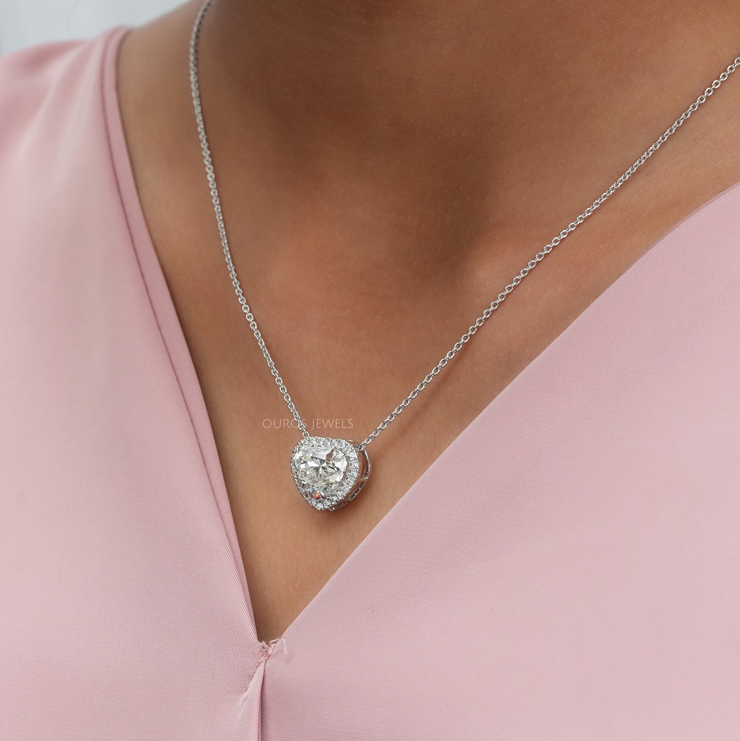 Heart Cut  Halo  Lab Diamond  Pendant