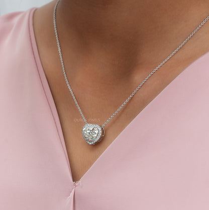Heart Cut  Halo  Lab Diamond  Pendant