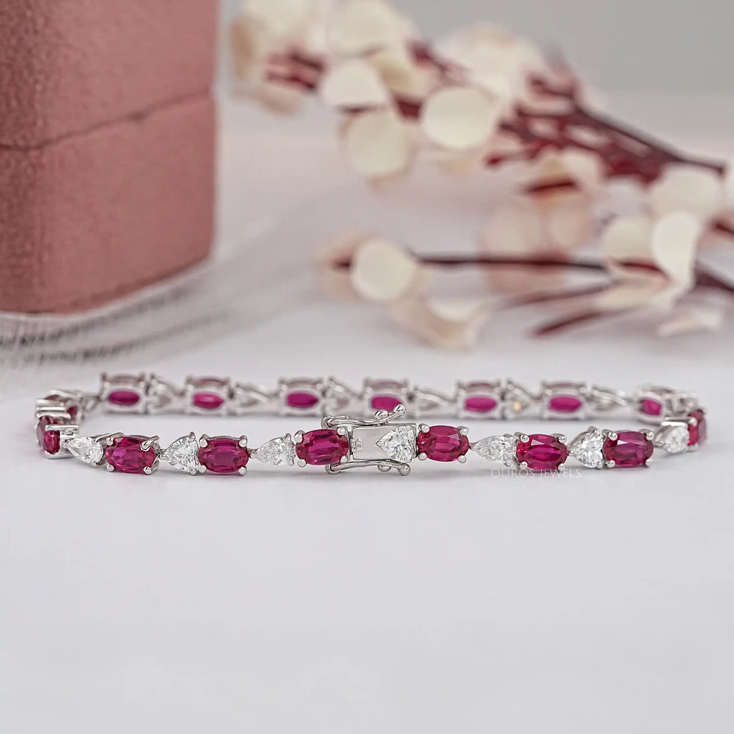 Oval Cut Red Ruby Gemstone Bracelet
