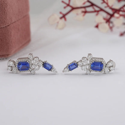 Blue Sapphire Gemstone Drop Dangle Earring