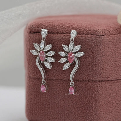 Fancy Pink Pear Cut Drop Dangle Earring