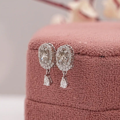 Oval Cut Olive Lab Diamond Drop Dangle Earring
