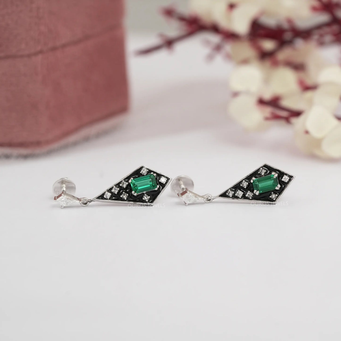 Antique Kite Shape Lab Diamond Drop Dangle Earring