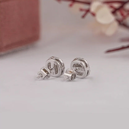 Chocolate Round Cut Halo Diamond Stud Earring