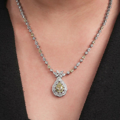Yellow Pear And Marquise Cut Lab Diamond Necklace