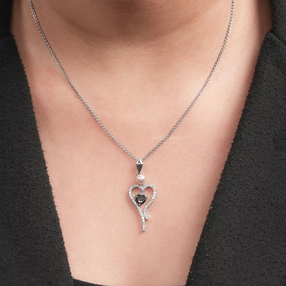 Olive Heart Cut Halo Lab Diamond Pendant