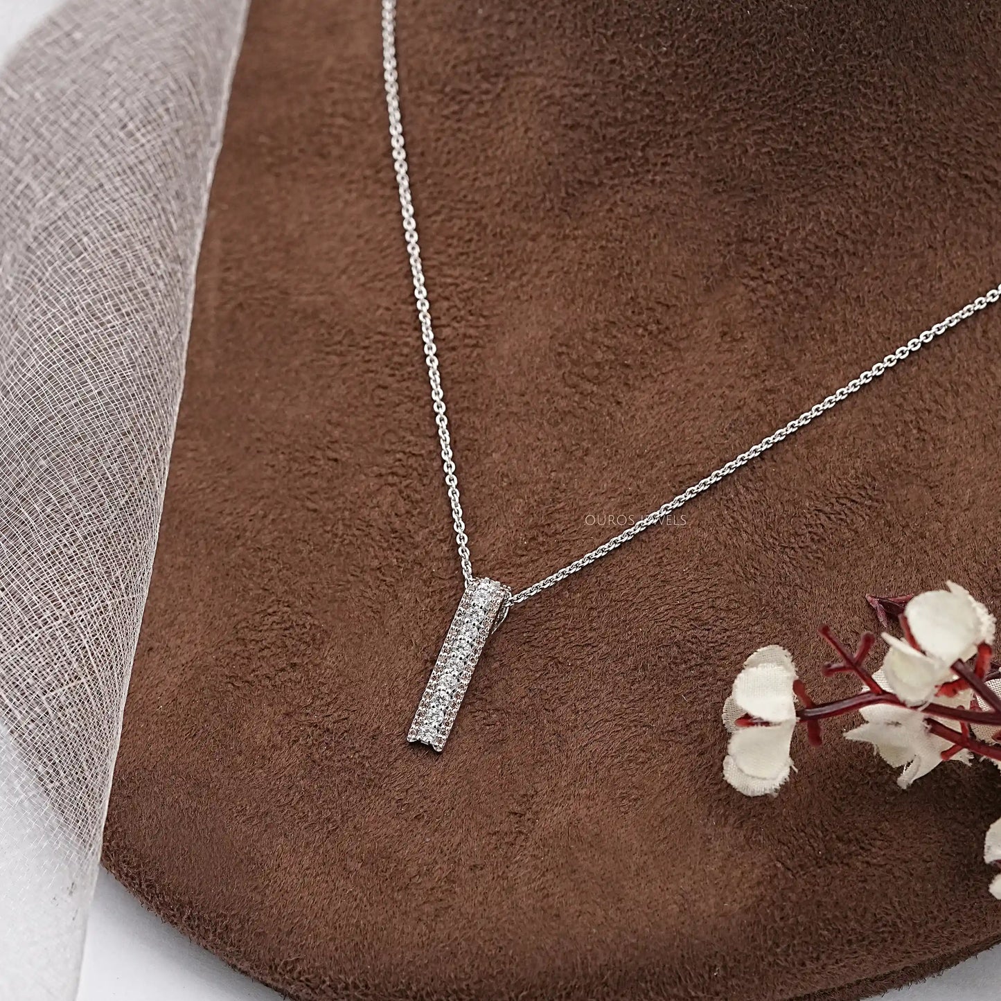 Line Bar Chocolate Round Cut Pendant