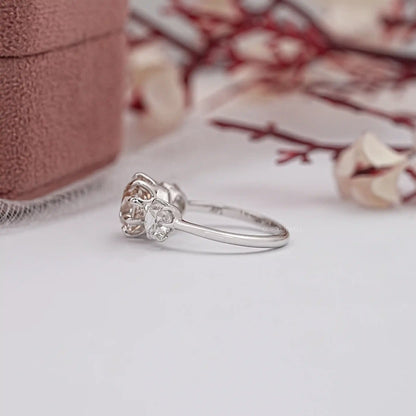 3 Stone OMC Cushion Cut Lab Diamond Ring