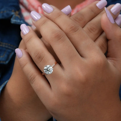2.55 CT Round Diamond Solitaire Accent Engagement Ring