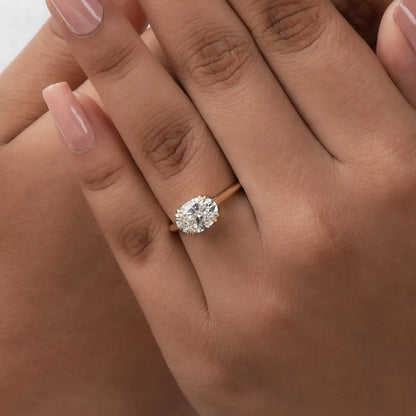 2.00 CT Oval Cut Solitaire East West Set Promise Ring