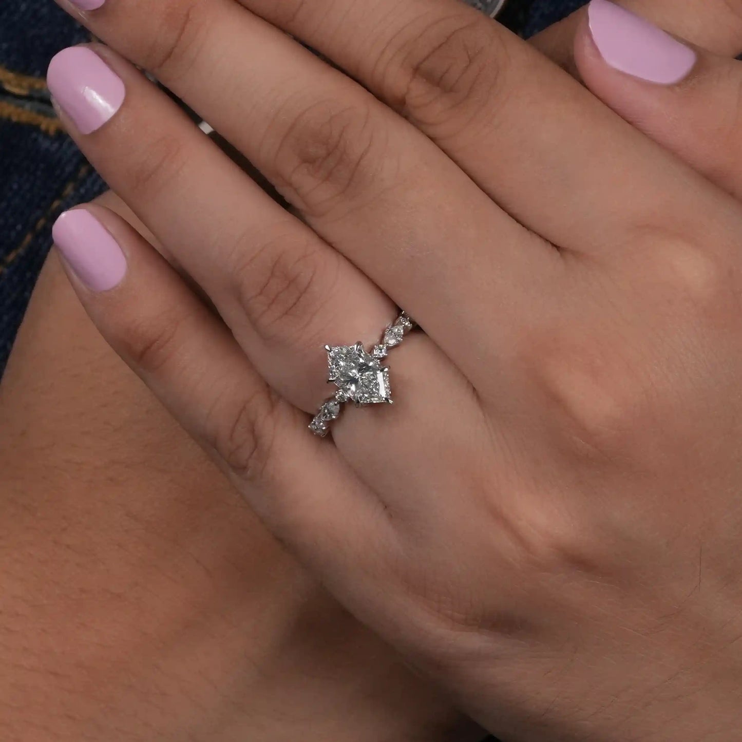 Antique Dutch Marquise Cut Accent Lab Diamond Ring
