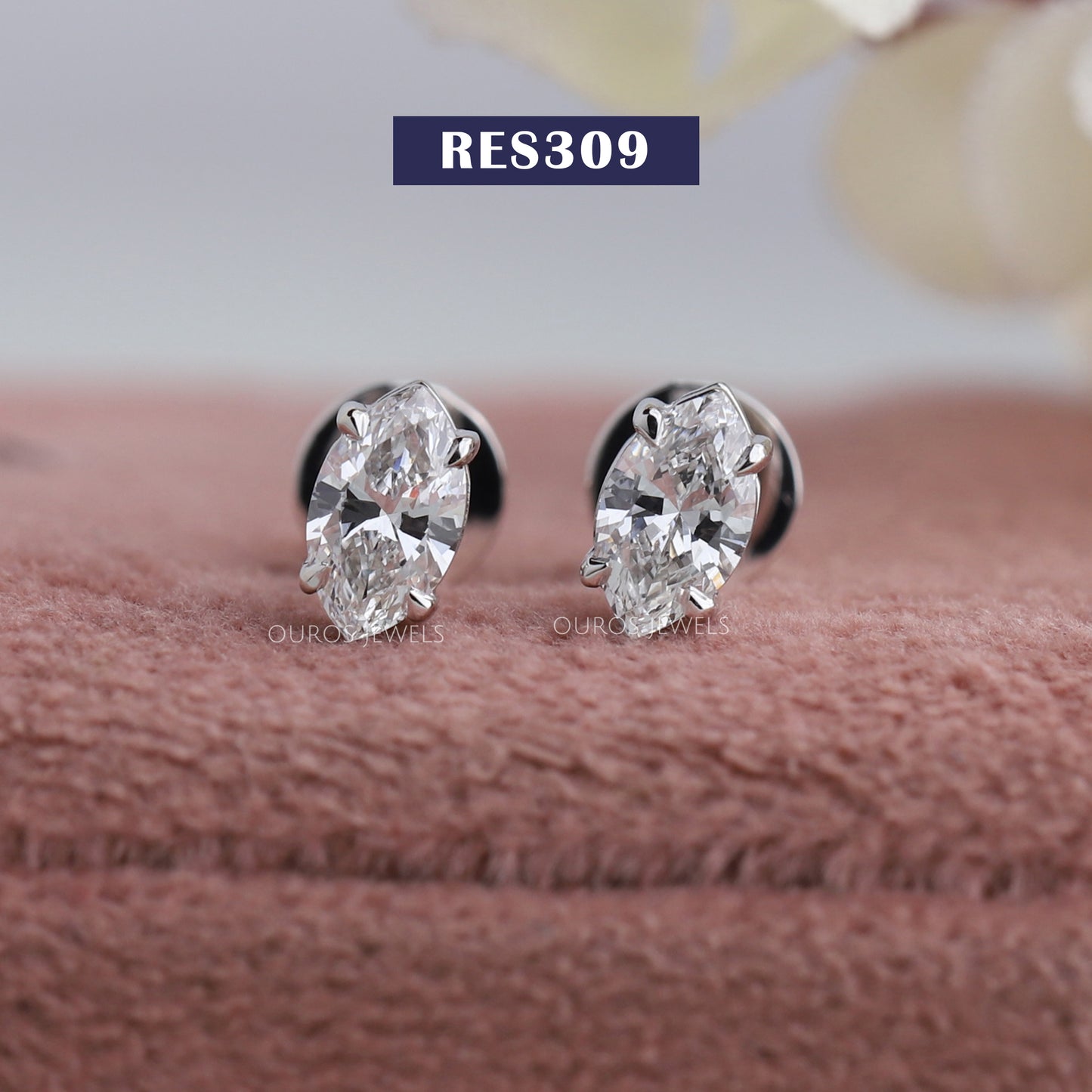 Marquise Cut Lab Diamond  Stud