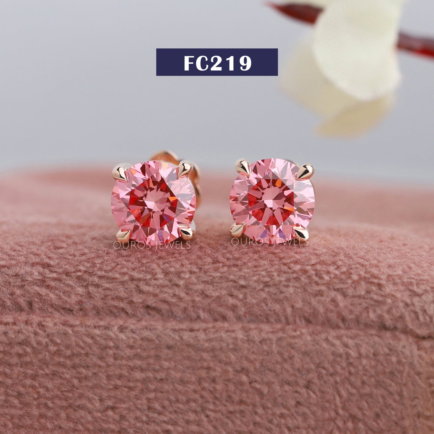 Pink Round  Cut Screw Back Stud