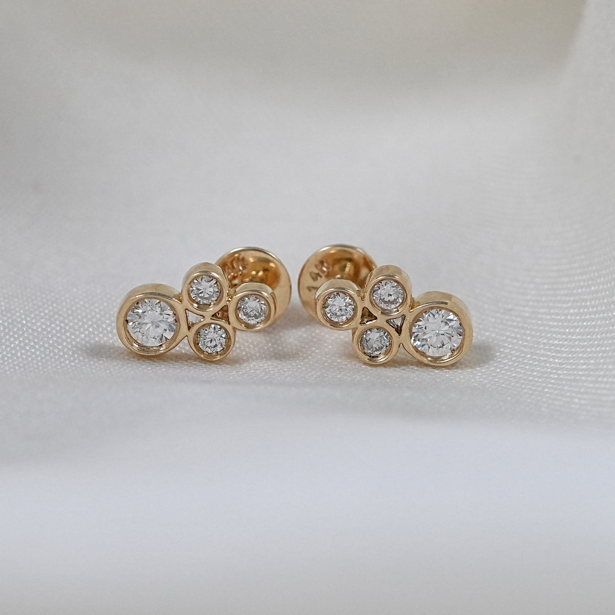 Round Cut Bezel Set Studs Earrings
