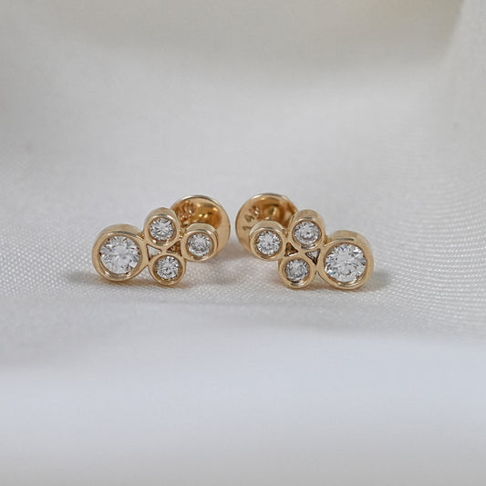 Round Cut Bezel Set Studs Earrings