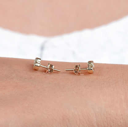 Round Cut Bezel Set Studs Earrings