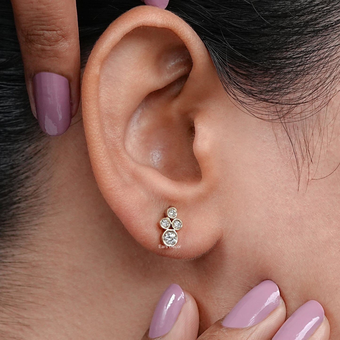 Round Cut Bezel Set Studs Earrings