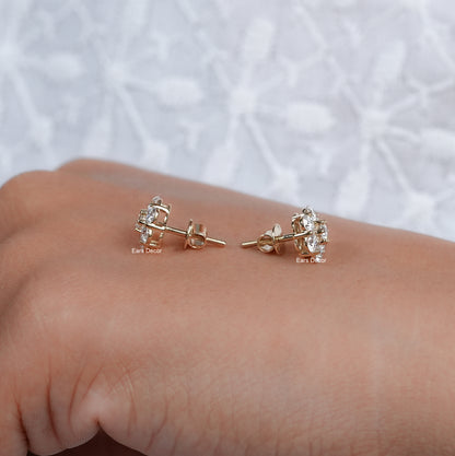 Round Cut Lab Diamond Floral Studs