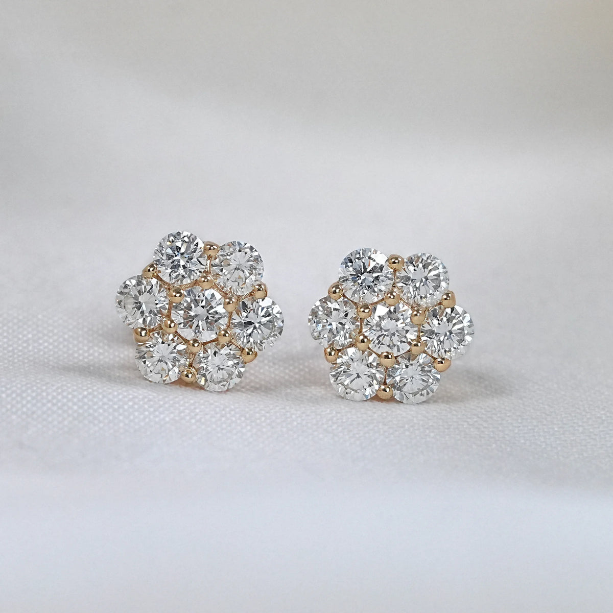 Round Cut Lab Diamond Floral Studs