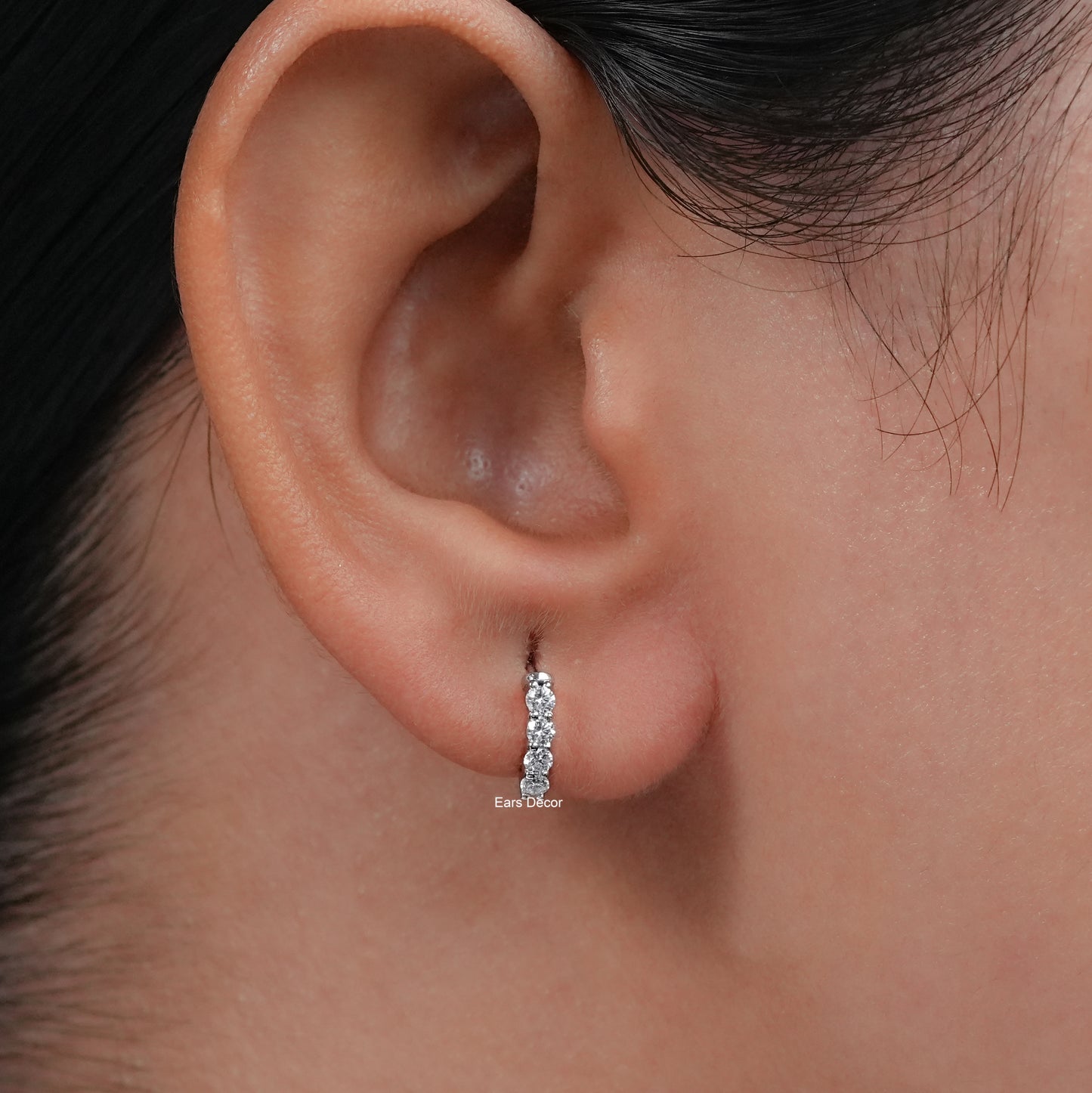 Round Cut Lab Diamond Hoops Earrings