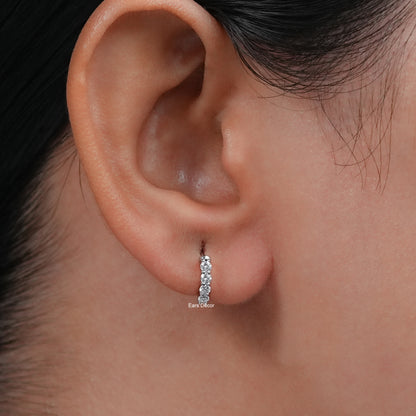 Round Cut Lab Diamond Hoops Earrings