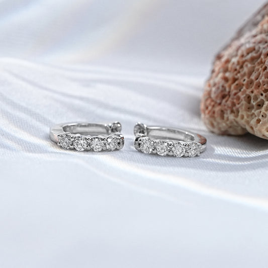 Round Cut Lab Diamond Hoops Earrings