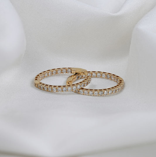 Yellow Gold Round Cut Hoops Earrings