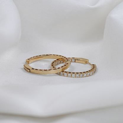 Yellow Gold Round Cut Hoops Earrings