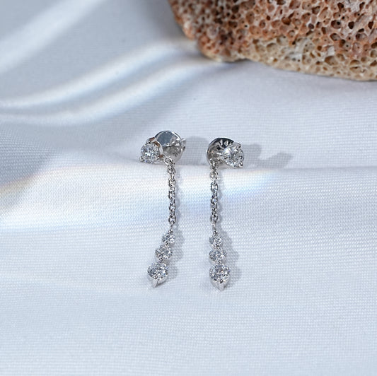 Round Cut Cable Chain Dangle Drop Earrings
