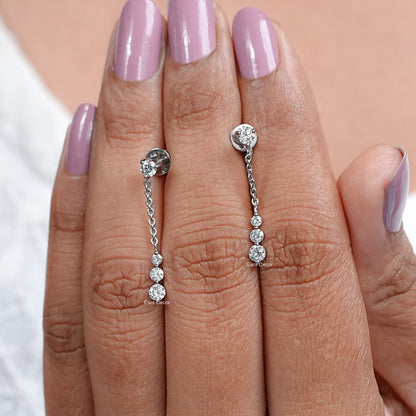 Round Cut Cable Chain Dangle Drop Earrings