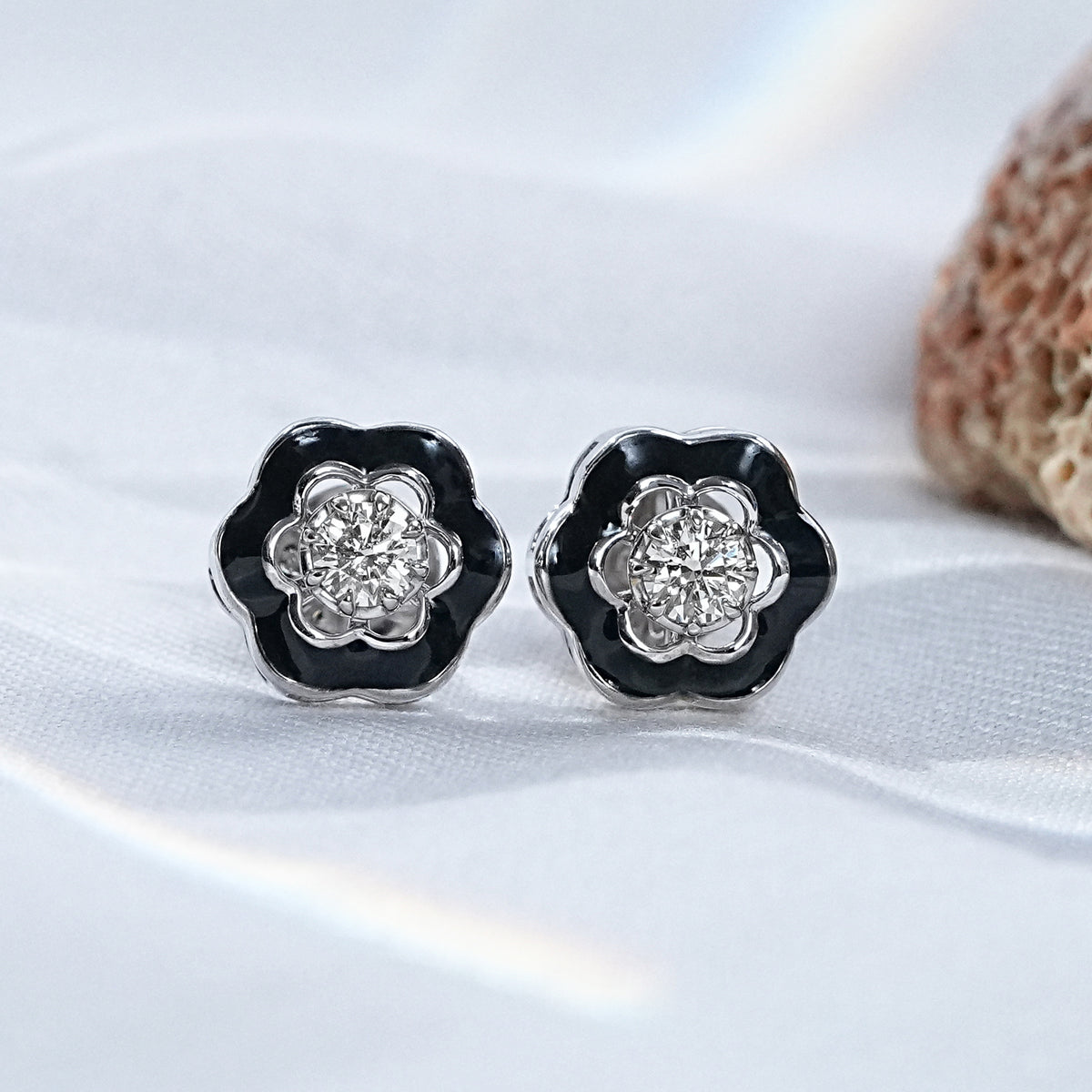 Round Diamond Floral Studs