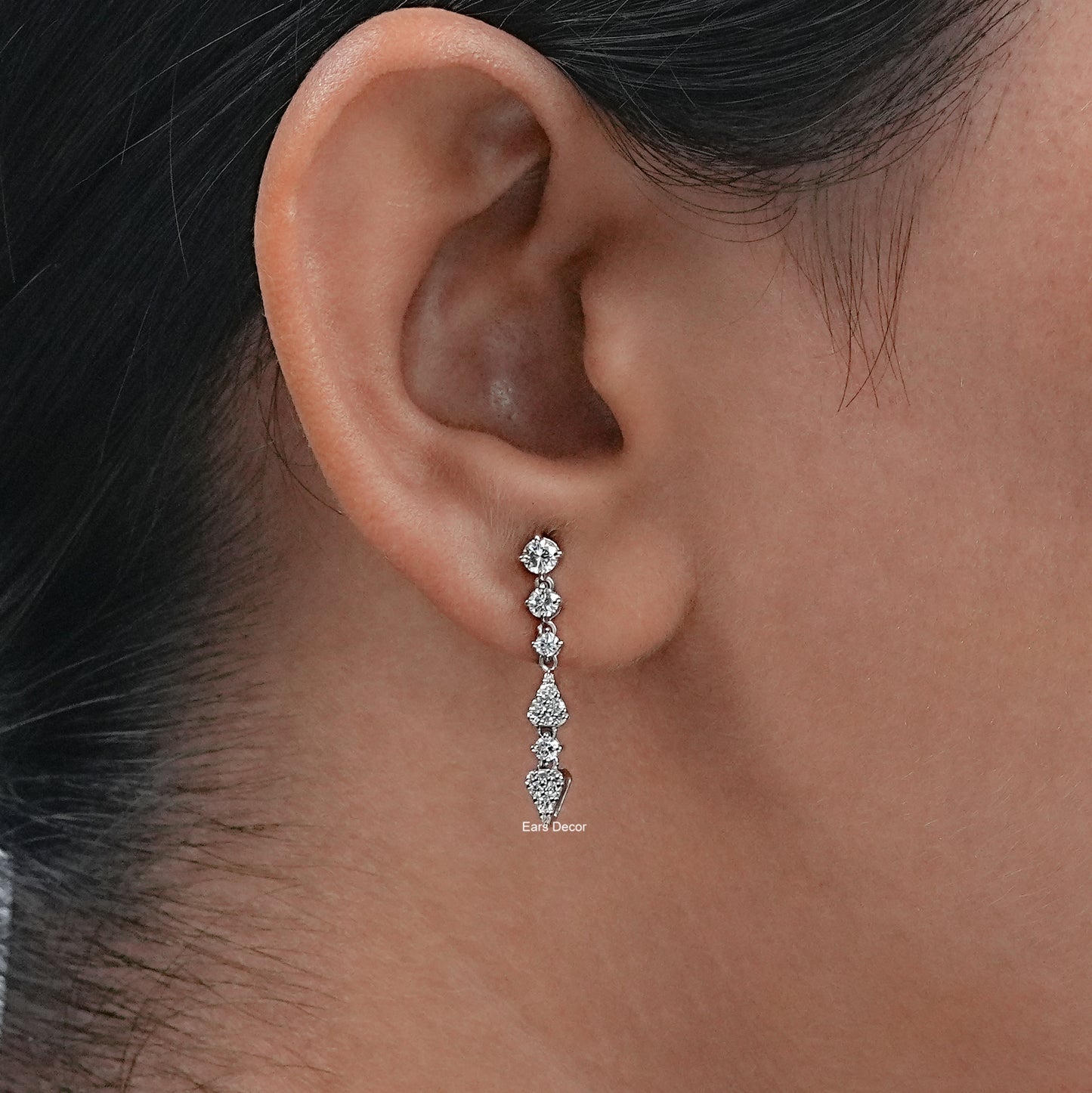 Round Cut Lab Diamond Dangle Earrings