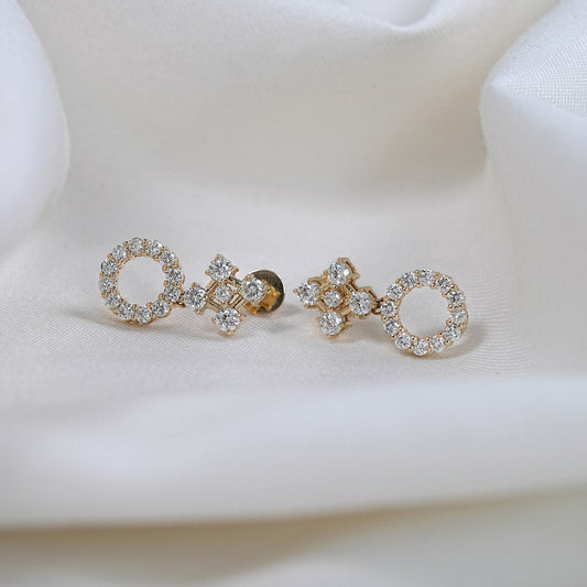 Round Diamond Dangle Drop Wedding Earrings