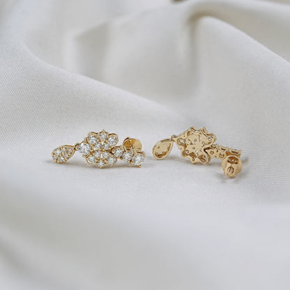 Round Diamond Pear Drop Earrings
