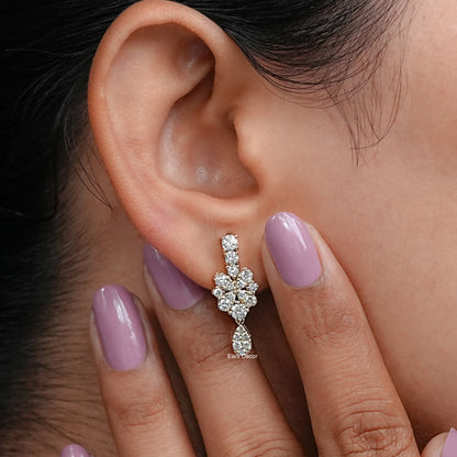Round Diamond Pear Drop Earrings