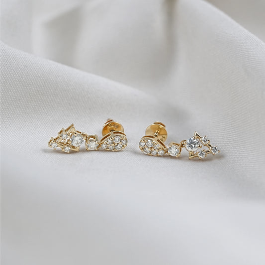 Round Diamond Cluster Drop Dangle Earrings