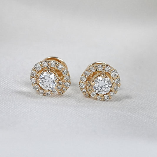 Round Cut Spiral Studs Earrings