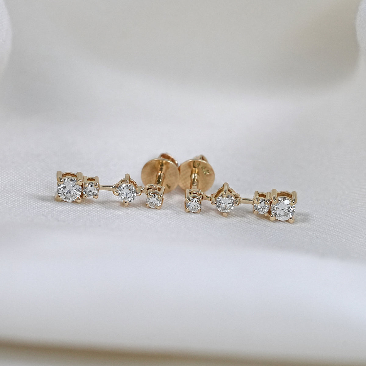 Round Cut Lab Diamonds Bar Earrings