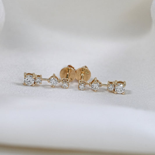 Round Cut Lab Diamonds Bar Earrings