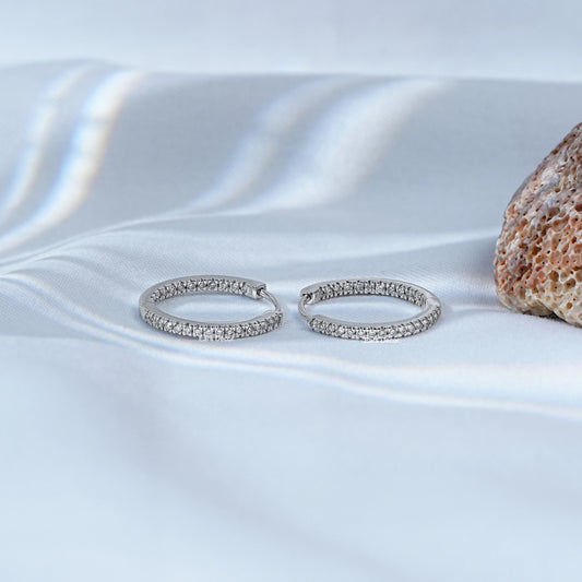 Round Cut  Lab Hoop Earrings