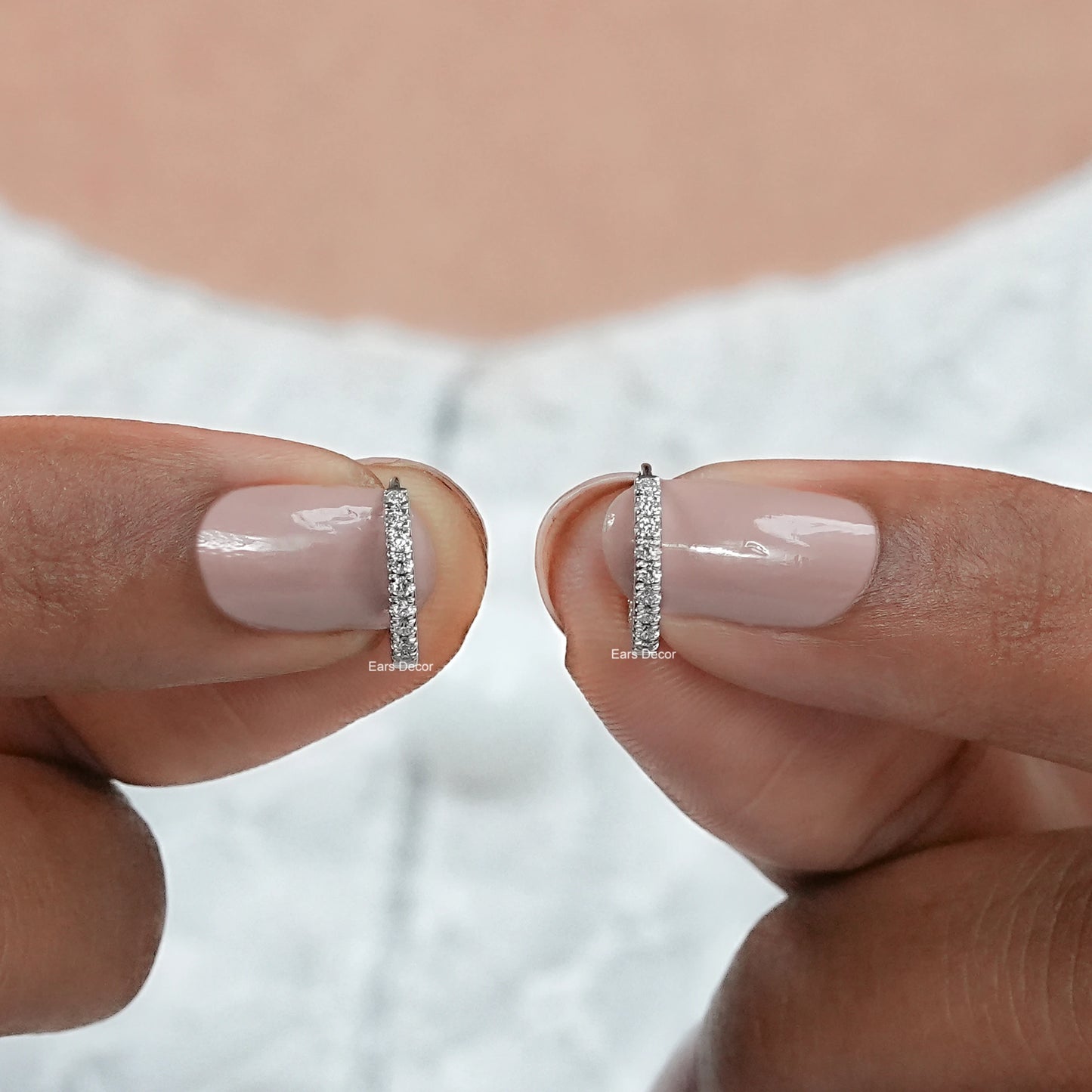 Round Cut White Gold Hoop Earrings