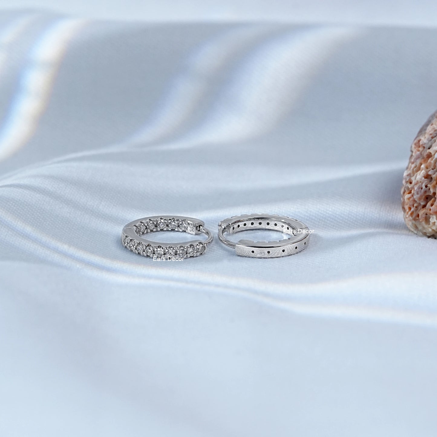 Round Cut White Gold Hoop Earrings