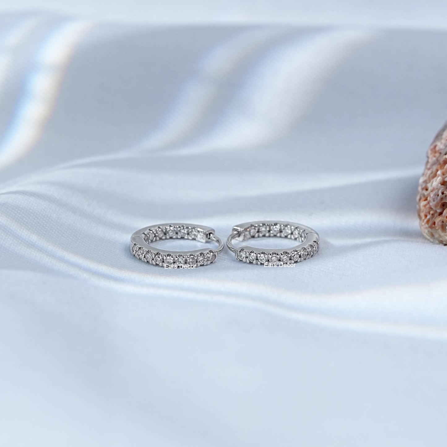 Round Cut White Gold Hoop Earrings