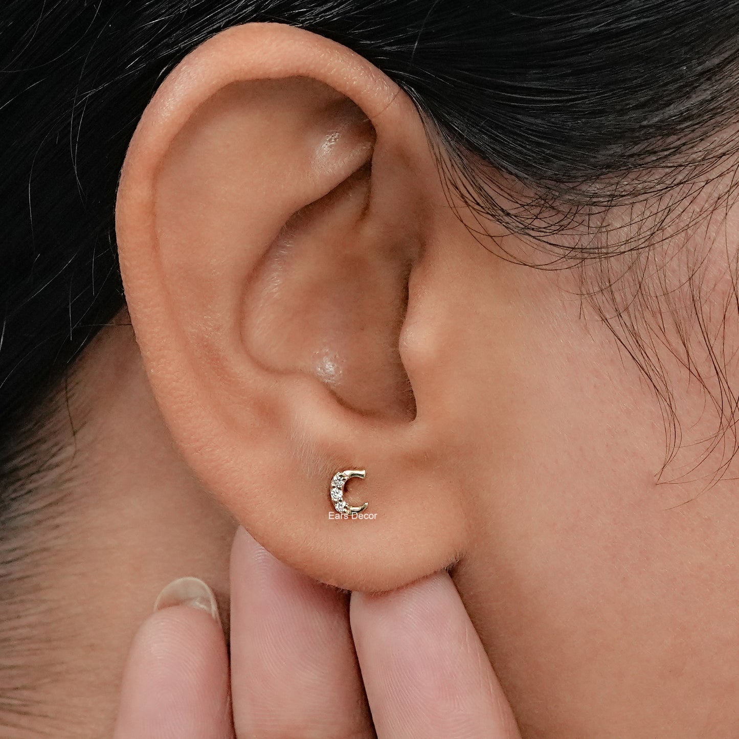 Round Cut Lab Diamond Alphabet Stud Earrings