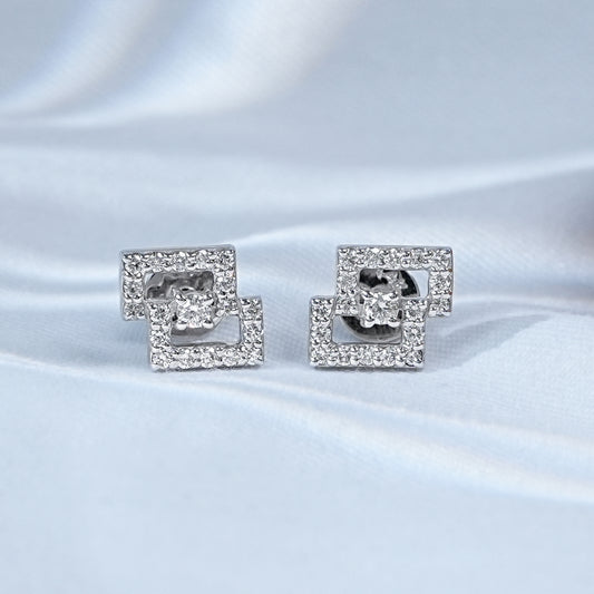 Round Cut Diamond Geometric Studs Earrings
