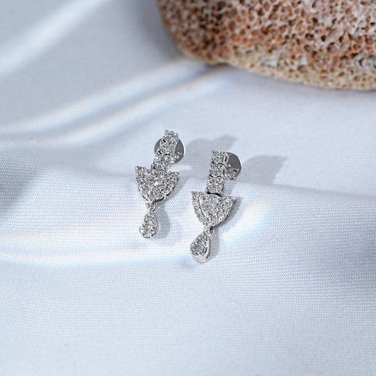 Classic Round Diamond Teardrop Earrings