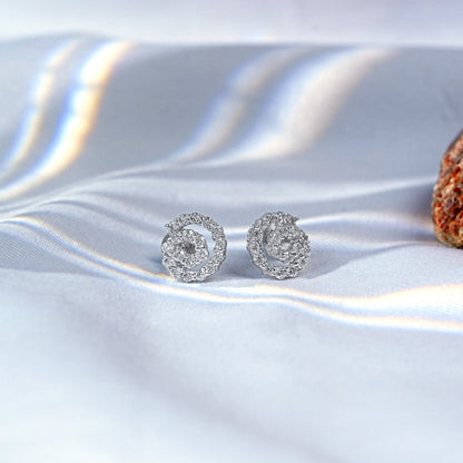 Round Diamond Spiral Stud Earrings